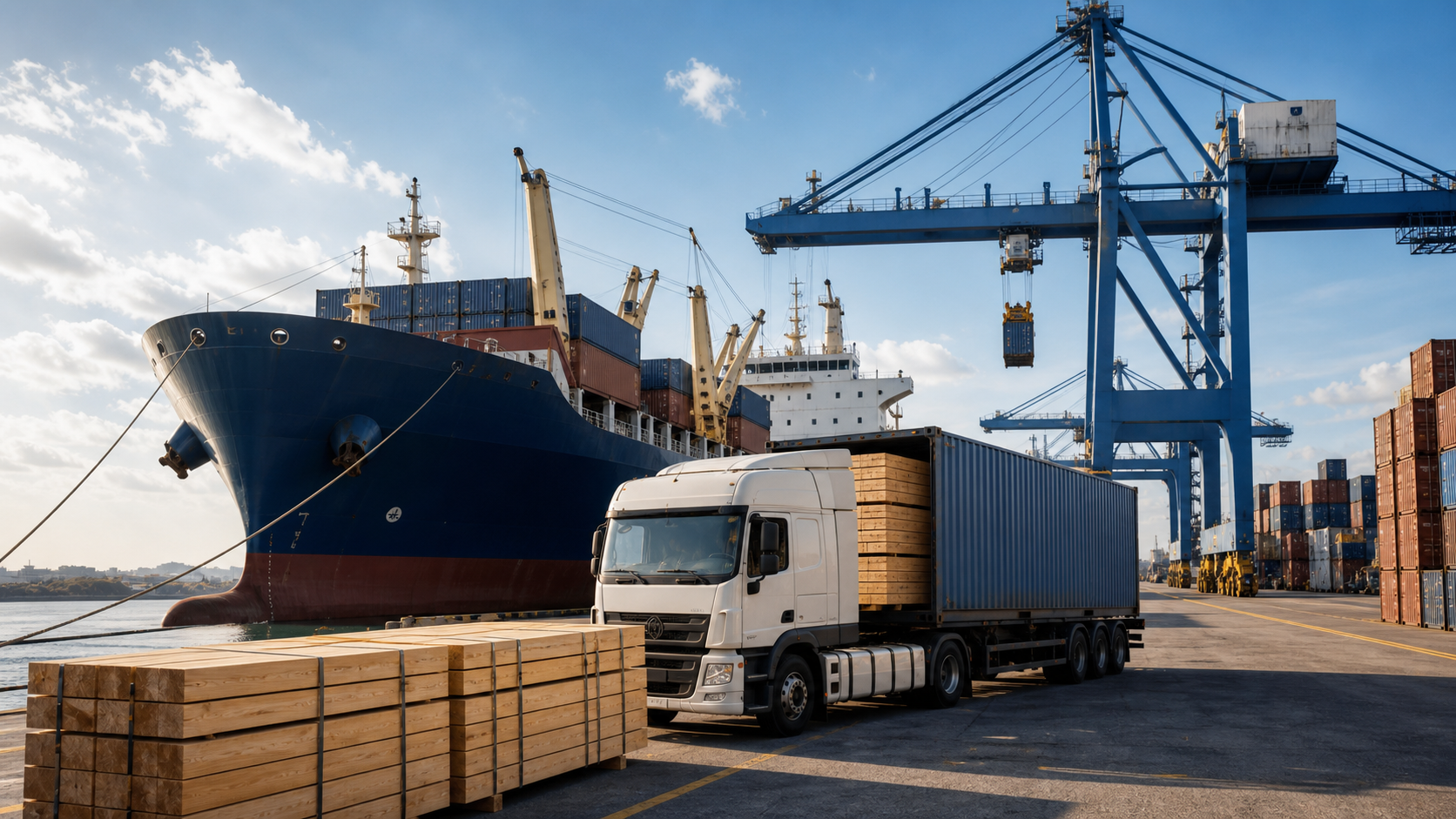 Logística internacional de exportação de madeira